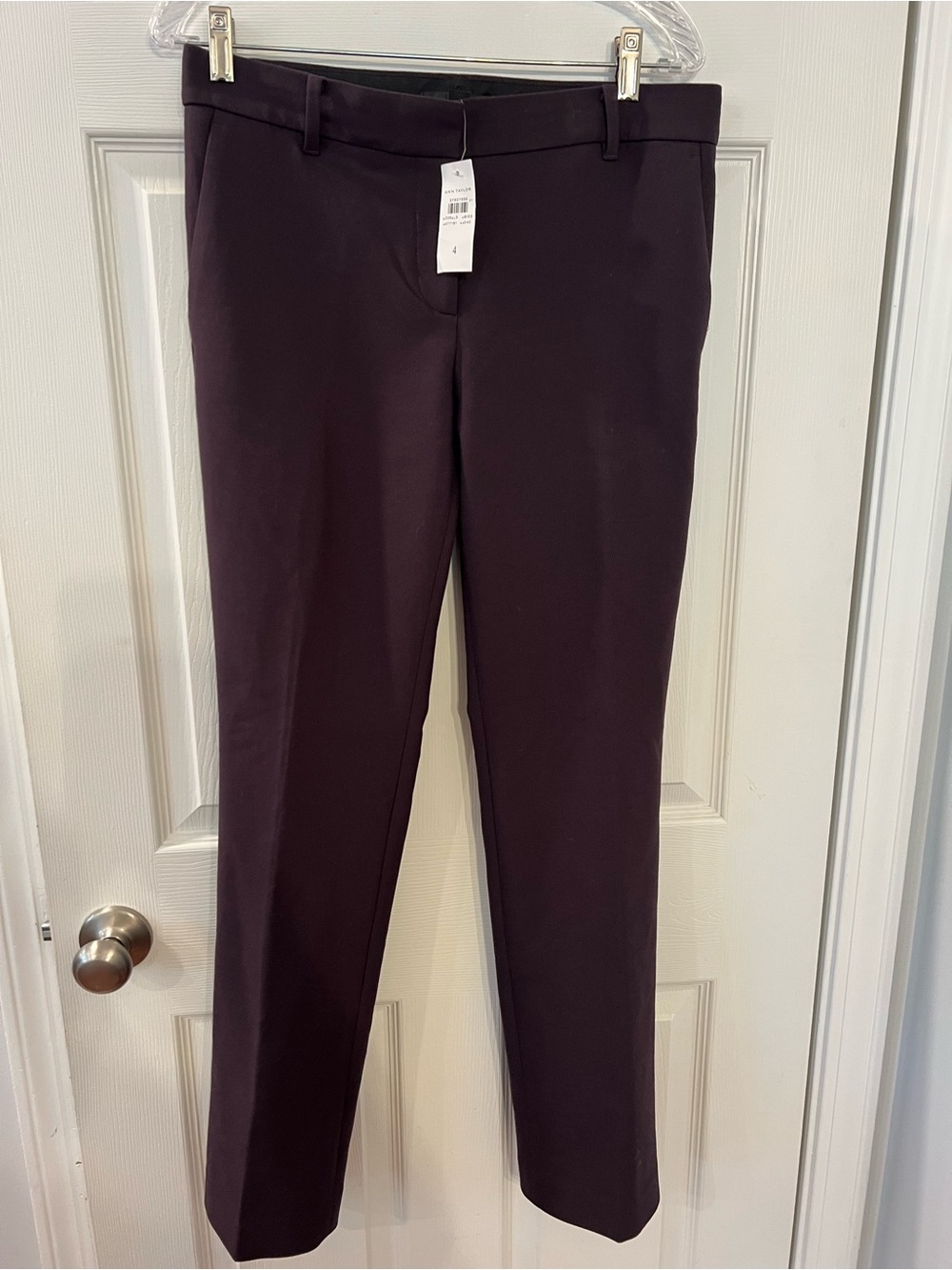 Ann Taylor Straight-Leg Dress Pants in Plum